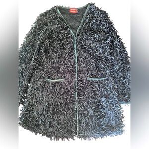 Simon Chang Black Shag Duster Size Small